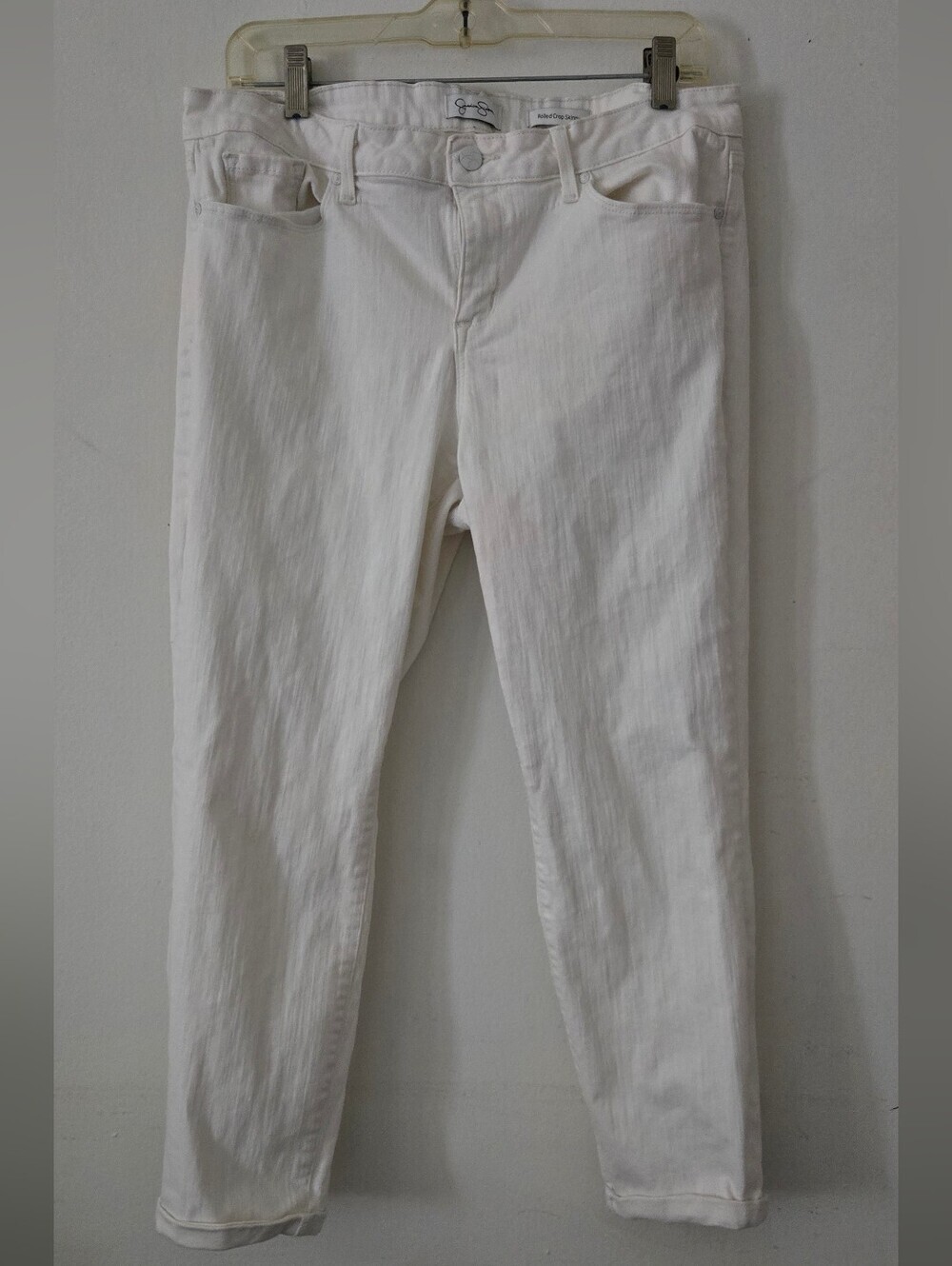 Jessica Simpson White Rolled Cuff Skinny Jeans – Size 14/32
